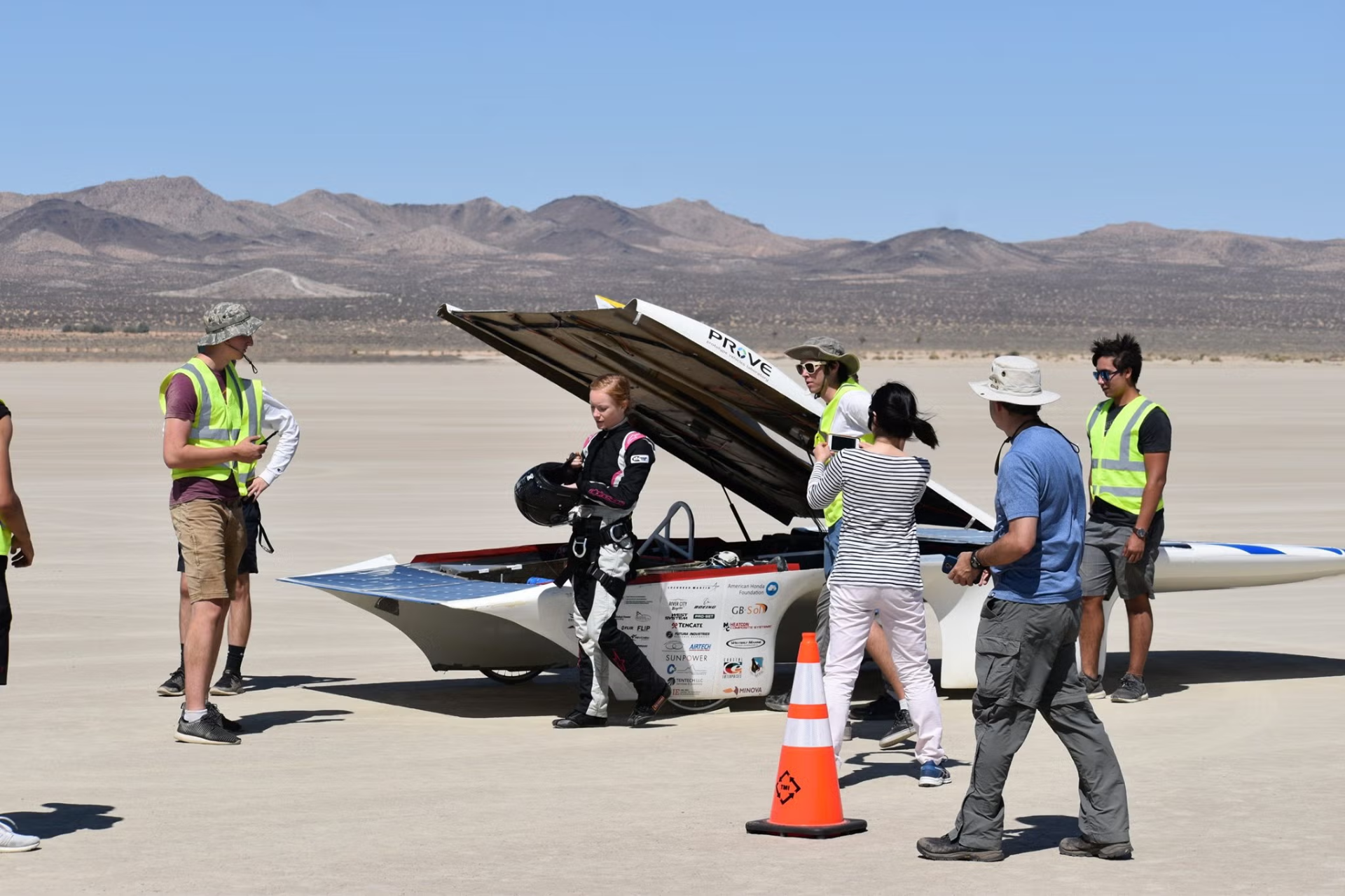PROVE Lab solar vehicle team at the track